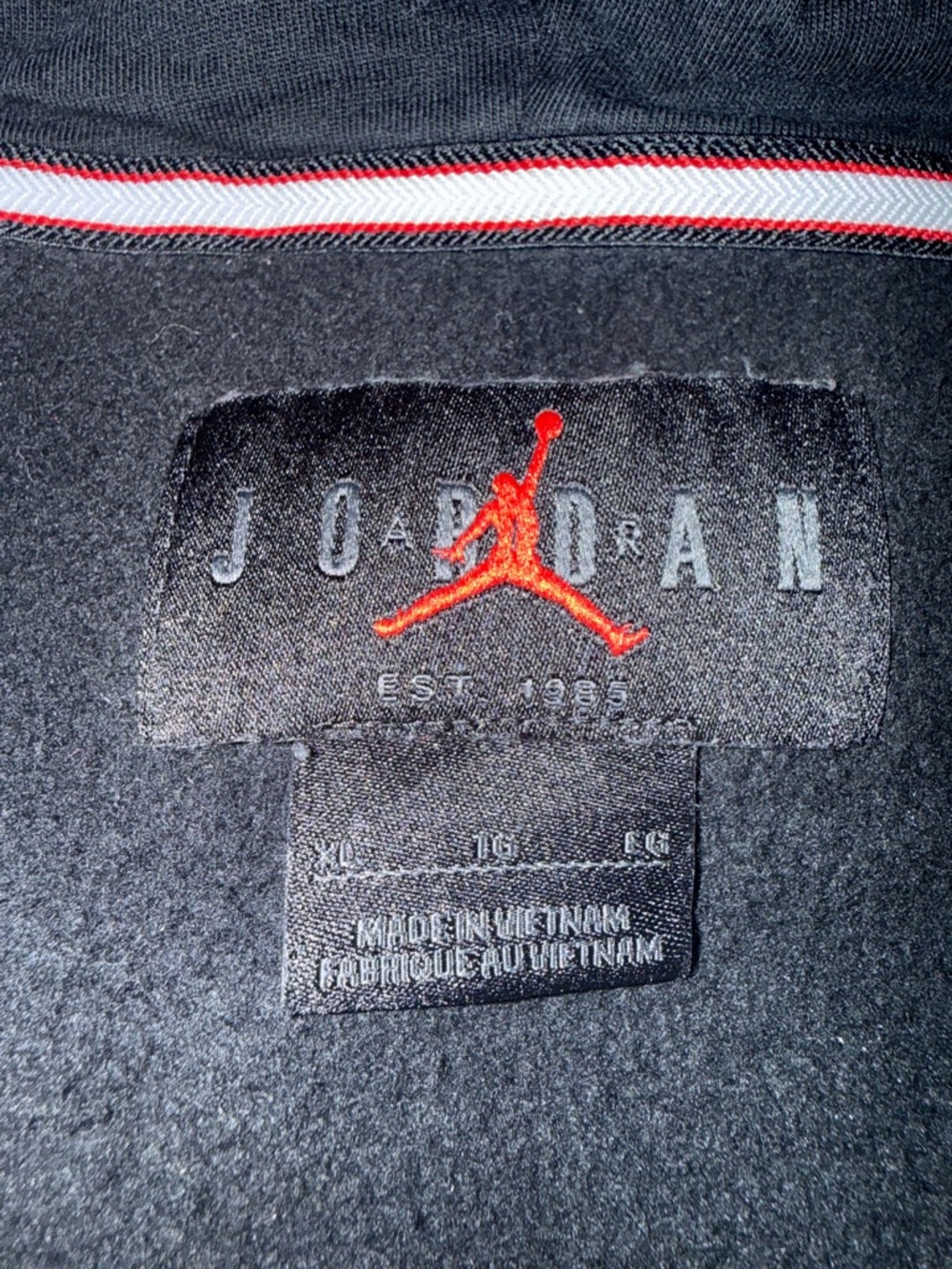 Jordan Black Full-Zip Hooded Sweatshirt with White Jumpman - Picture 3 of 4